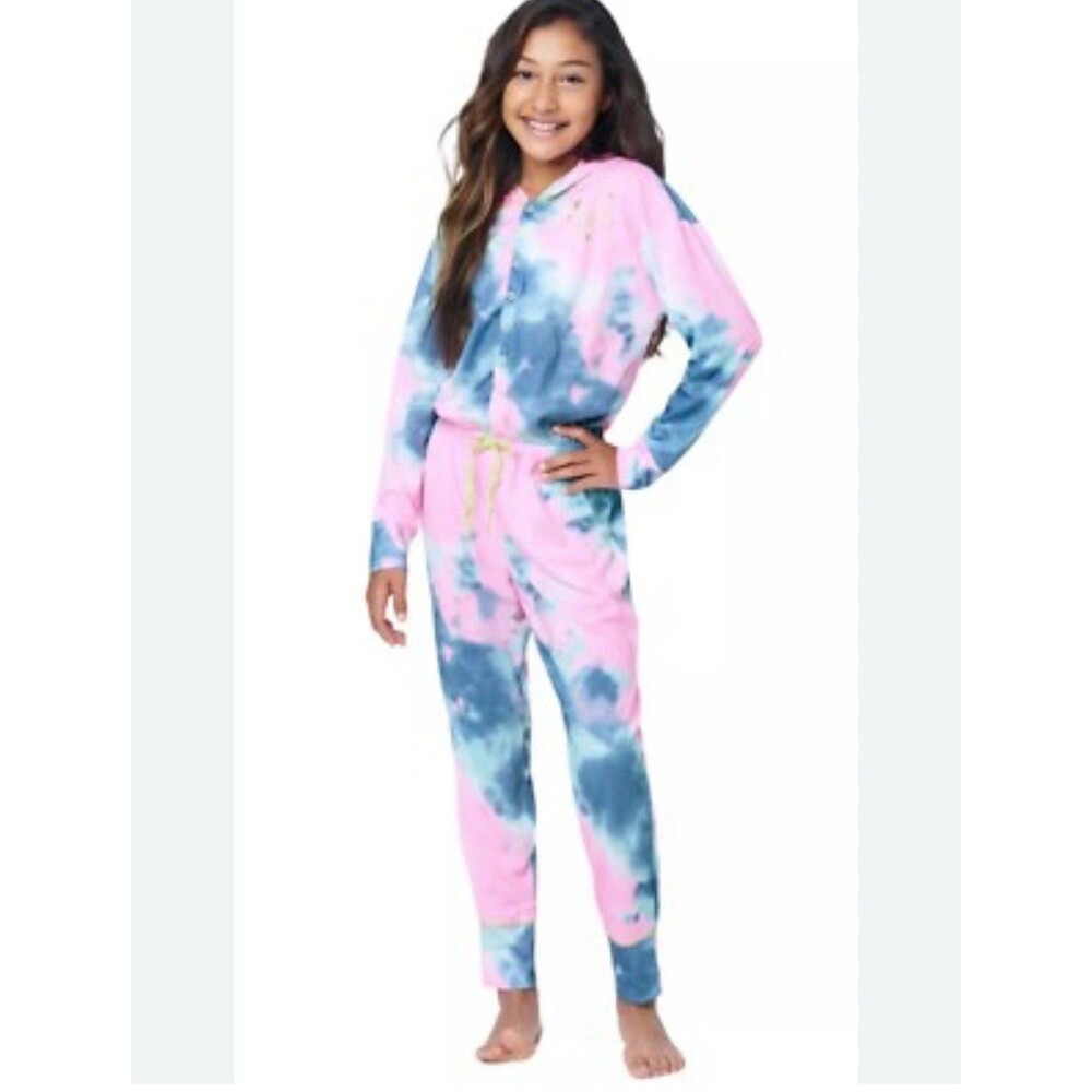 Justice Sleepwear Girls L (12-14) 1 Piece Long Sleeve Tie Dye